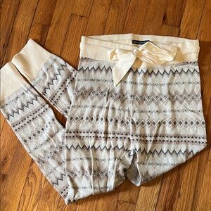 Abercrombie & Fitch Cream Knit Pants with Bow